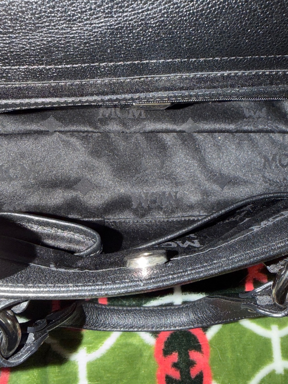 MCM Black Leather Satchel with Silver Hardware Accents - Picture 4 of 13